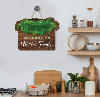 Welcome friends and family to your home with the customized Personalized Welcome Sign Natural Style. This stylish sign includes montsera leaves in a natural style, creating an inviting atmosphere for all who visit. Hang it at your entryway and make a lasting impression.