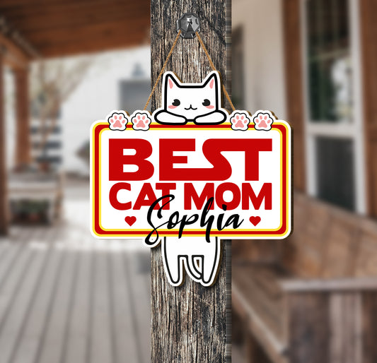Customized sign with the name, this sign is the perfect way to say how much you love and appreciate your Mom. The ready-to-hang design makes it ideal for display in any home. A perfect Mother's Day gift for cat moms!
