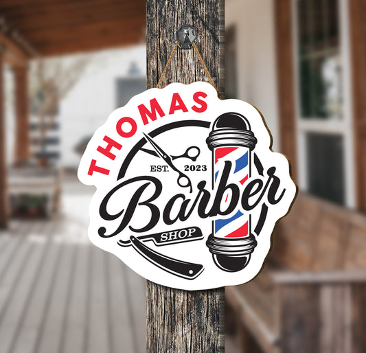 Custom Wooden Sign, Personalized Barber Shop Plywood Sign WS55