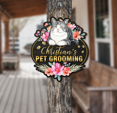 This Wooden Sign is the perfect choice for a custom pet grooming sign. The vibrant flower design on the personalized plywood sign is a great way to show your customers that their pets are in good hands. This wooden sign is durable and easy to hang with its included hardware, so your pet grooming shop will always look great.