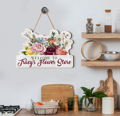 This Custom Flower Store Wooden Sign will give your store a personal touch. The personalized name sign measures 1.5"x 11.5" and is made of quality hardwood, ensuring you a sign that will last. Make your shop stand out today!