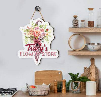 Welcome customers with this professional and personalized Wooden Sign, custom printed with any name. Ideal for use outside a flower store, this top-quality sign is made from durable wood and made to last. Perfect for adding an inviting, professional touch to any store.