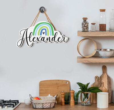 This Personalized Name Sign adds the perfect finishing touch to a baby boy's room. Crafted from durable plywood and personalized with your little one's name, it will make a beautiful addition to any wall décor. Show your love and make it a special keepsake for generations to come