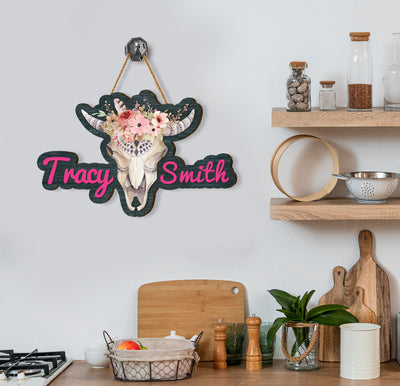 Our Custom Wooden Sign is personalized with the Cow Head Templat. Crafted from durable plywood, this sophisticated sign is made to look great and last a lifetime. Enhance your space with one-of-a-kind, personalized style.