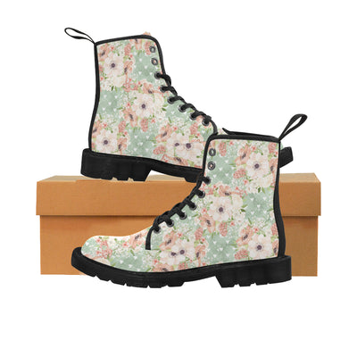 Watercolor Flowers Boots, Polka Heart Martin Boots for Women