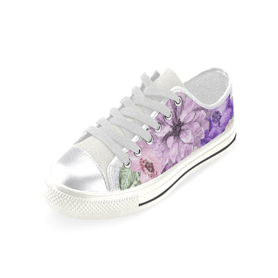 Purple Flower Shoes, Sweet Girl Women's Classic Canvas Shoes