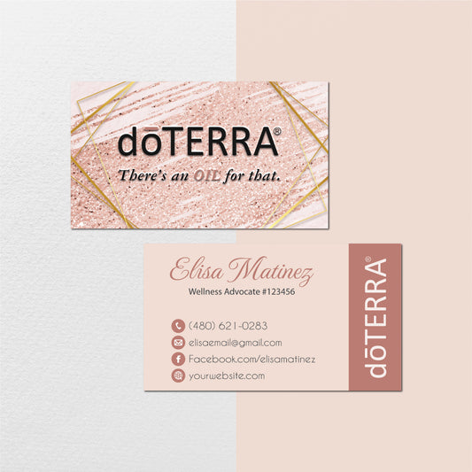 Glitter Pink Personalized Doterra Business Card, Essential Oils Business Cards DT100