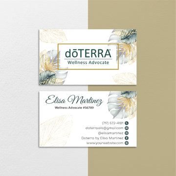 Tropical Gold Personalized Doterra Business Card, Essential Oils Business Cards DT116