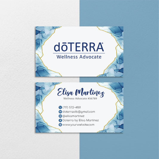 Blue Watercolor Pastel Personalized Doterra Business Card, Essential Oils Business Cards DT121