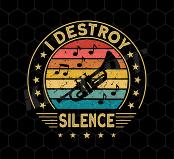 Destroy The Silence Png, Love Music Png, Love Trumpet Png, Retro Music Lover Png, Silhouette Png Love Music Png, Png Printable, Digital File