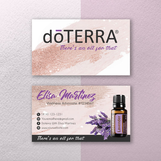 Glitter Lavender Personalized Doterra Business Card, Essential Oils Business Cards DT103