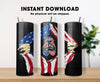 20 oz & 30 oz Skinny Tumbler Sublimation Designs, American Flag Love Messy Bun Black Hair Tumbler - PNG Digital Download
