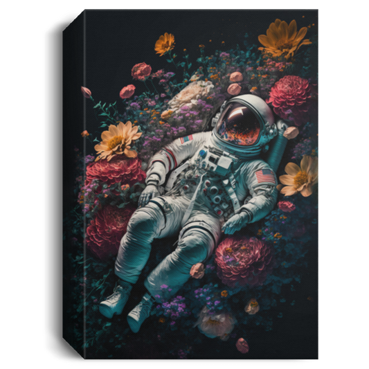 Astronaut Laying On Flowers, Astronaut Between The Flower Universe Canvas