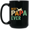 Papa Pilot, Vintage Style, Cool Pilot Gift Black Mug