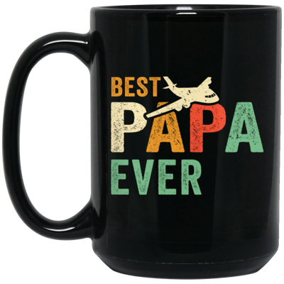 Papa Pilot, Vintage Style, Cool Pilot Gift Black Mug