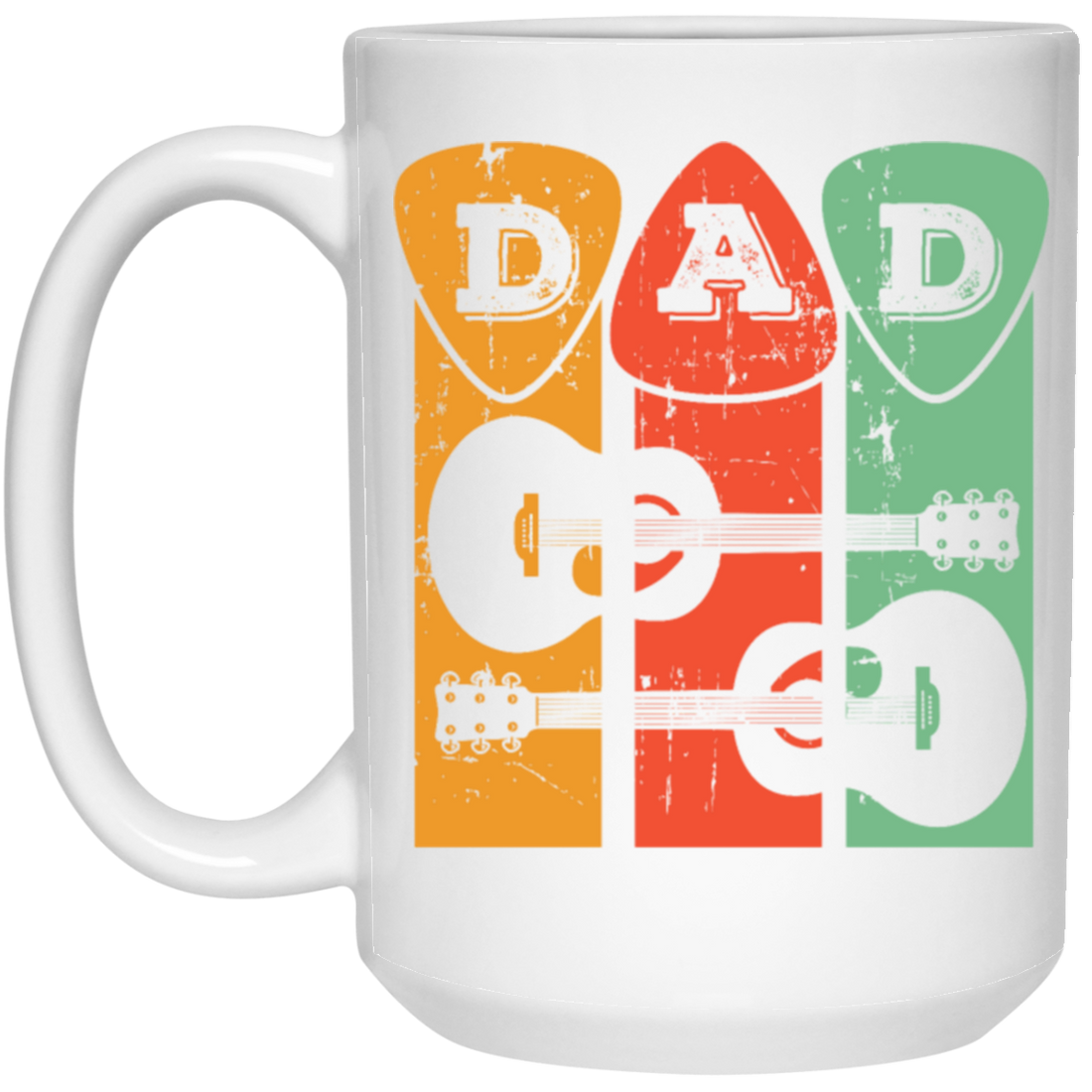 Retro Guitar Pick, Guitarist Gift, Dad Gift White Mug