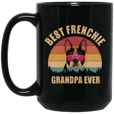 Retro Best Frenchie Grandpa Ever, Bulldog Lover Black Mug