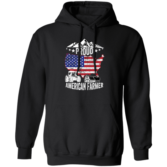 American Flag, Proud American Farmer, Tractor Love Gift, American Farmer Pullover Hoodie