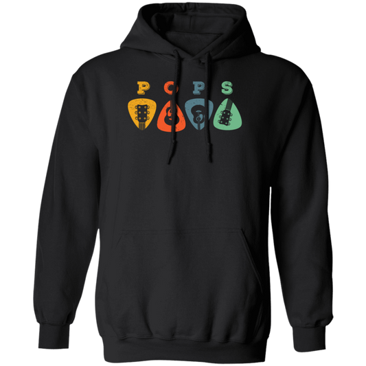 Pops Guitar, Guitar Picks, Retro Guitarist Pullover Hoodie