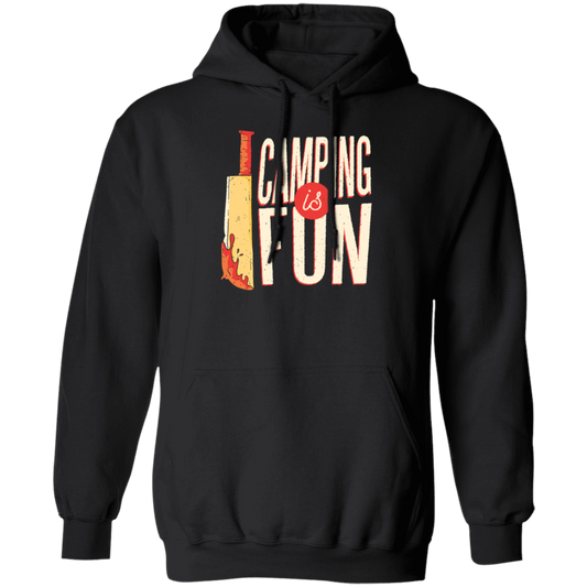 A Bloody Knife Saying Camping Is Fun Funny And Sacrastic Camper Outdoor Pullover Hoodie