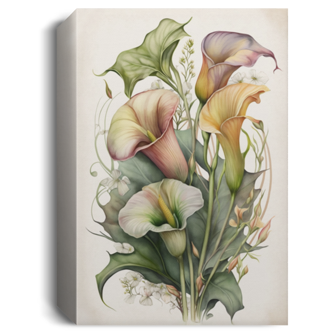 Calla Lily Lover Gift, Lily Fantasy, Watercolor Retro Style Of Lily Blossom Canvas