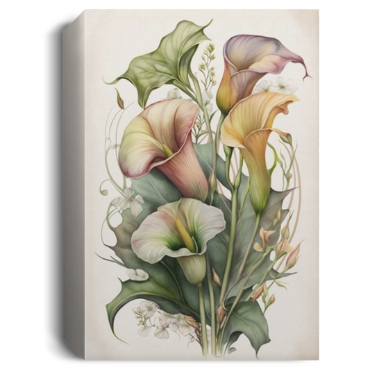 Calla Lily Lover Gift, Lily Fantasy, Watercolor Retro Style Of Lily Blossom Canvas