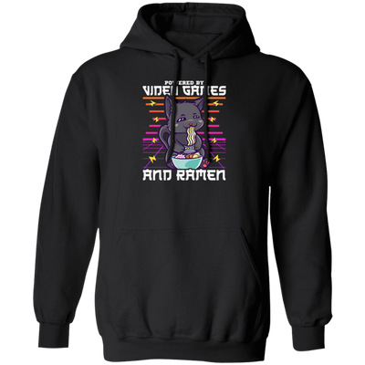 Ramen Anime Cat, Powered By Video Games Pullover Hoodie