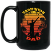 Badminton Palm Trees Gift For Dad Vintage Play Badminton Sporty Black Mug