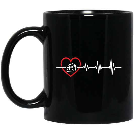 Cheese Lover, Best Food Is Cheese, Cheese Heartbeat, Love Cheese, Cheese And Heartbeat Black Mug