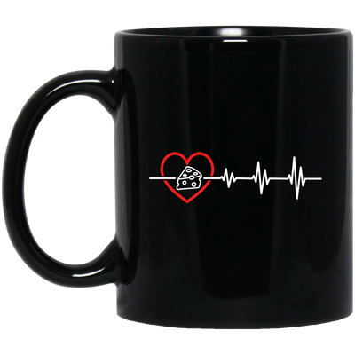 Cheese Lover, Best Food Is Cheese, Cheese Heartbeat, Love Cheese, Cheese And Heartbeat Black Mug