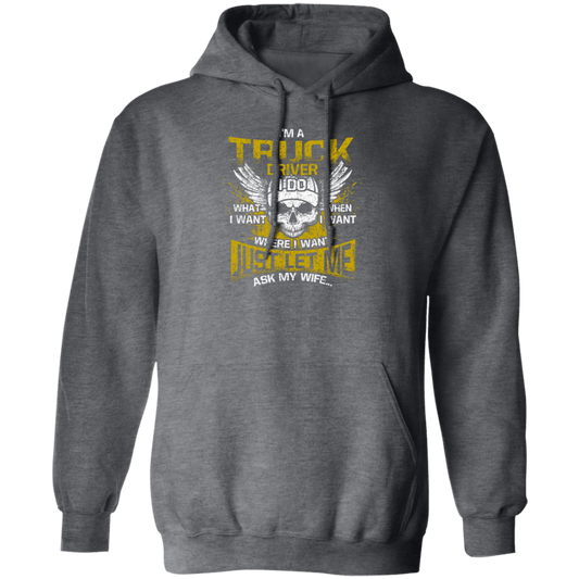 Driver Love Gift, Best Truck Driver, I Am A Truck Driver, I Do Anything, Just Ask My Wife Pullover Hoodie