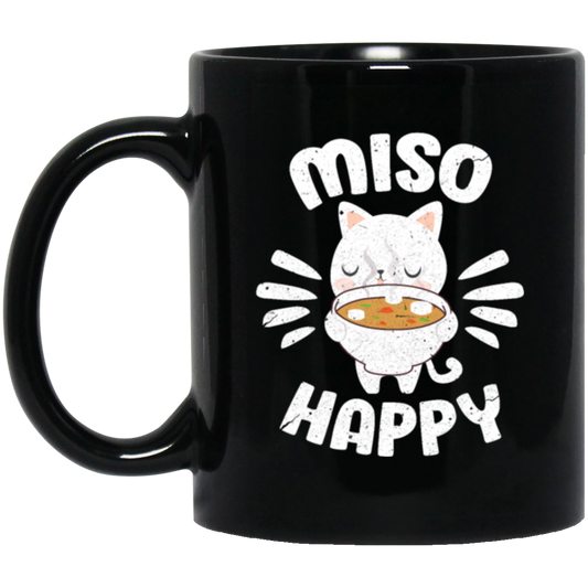 Food Pun Miso Happy, Japan Food Cute, Love Miso Black Mug