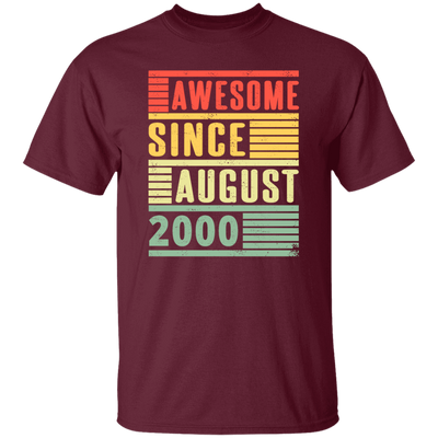 Birthday Gift Idea Awesome Since August 2000 Retro Born In 2000 Gift For Men Women Unisex T-Shirt