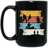 Retro Angel Motif, Retro Fisherman Vintage, Love Fishing Black Mug