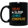 Love To Hiking, Best Hiking Lover, Retro Hiking, Hike Vintage Repeat Black Mug