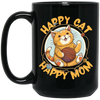 Love Cute Cat, Happy Cat, Happy Mommy, Best Cat Ever, Cat With Ball Of Knitting Wood Black Mug