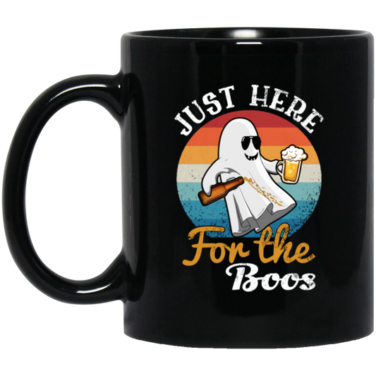 Just Here For The Boos, Halloween Ghost Black Mug