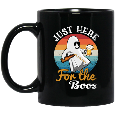 Just Here For The Boos, Halloween Ghost Black Mug