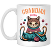 Knitting Grandma, Grandmeow, Love Cat, Love Knit, Gift For Grandma White Mug