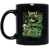 Cat Lover, Cool Cat, Cat Synthesizer, Analogue Synth Vintage Studio Gear Black Mug
