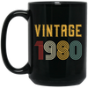 Vintage 1980 Birthday, Retro 1980 Birthday Gift, Born In 1980 Black Mug