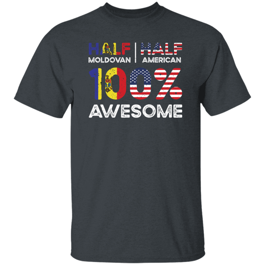 Love My Country, Half Is Moldovan, Half American, All Awesome, Best Borned Citizenship Unisex T-Shirt