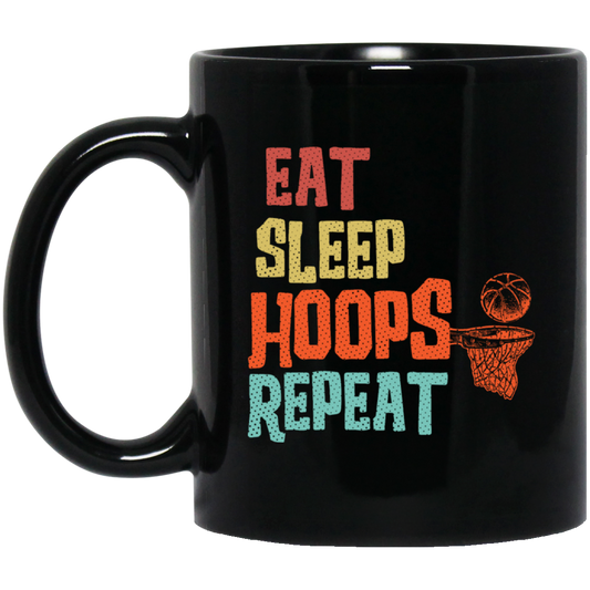 Basketball Gift, Eat Sleep Hoops Repeat Png, Retro Basketball Sport