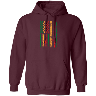 Fishing Rod, American Flag, Black Juneteenth, American Sport, Black History Pullover Hoodie