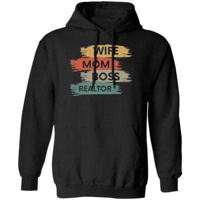 Love Wife Love Mom, Mom As Wife As Boss, Realtor Mom, Retro Mother Gift Pullover Hoodie