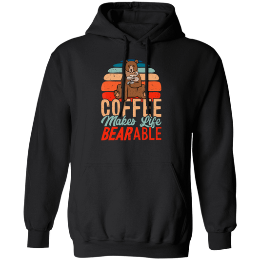 Coffee Makes Life Bearable, Retro Coffee And Bear Vintage Gift