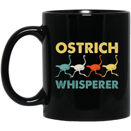 Vintage Ostrich Whisperer Retro, Love Ostrich, Retro Ostrich Black Mug