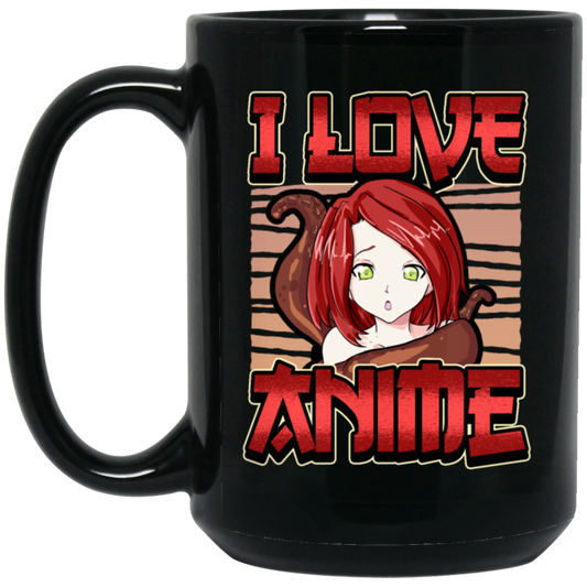 I Love Anime Saying Otaku Weeb, Anime Fan Black Mug