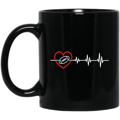 Football Lover, Best American Football, USA Football Heartbeat, Love Sport In Heart Black Mug