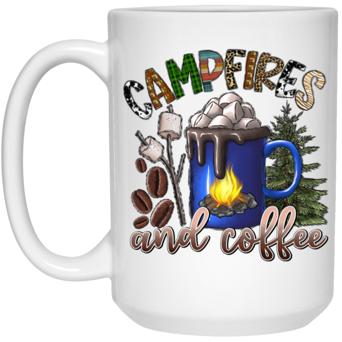 Campfire Camping Camper With Coffee